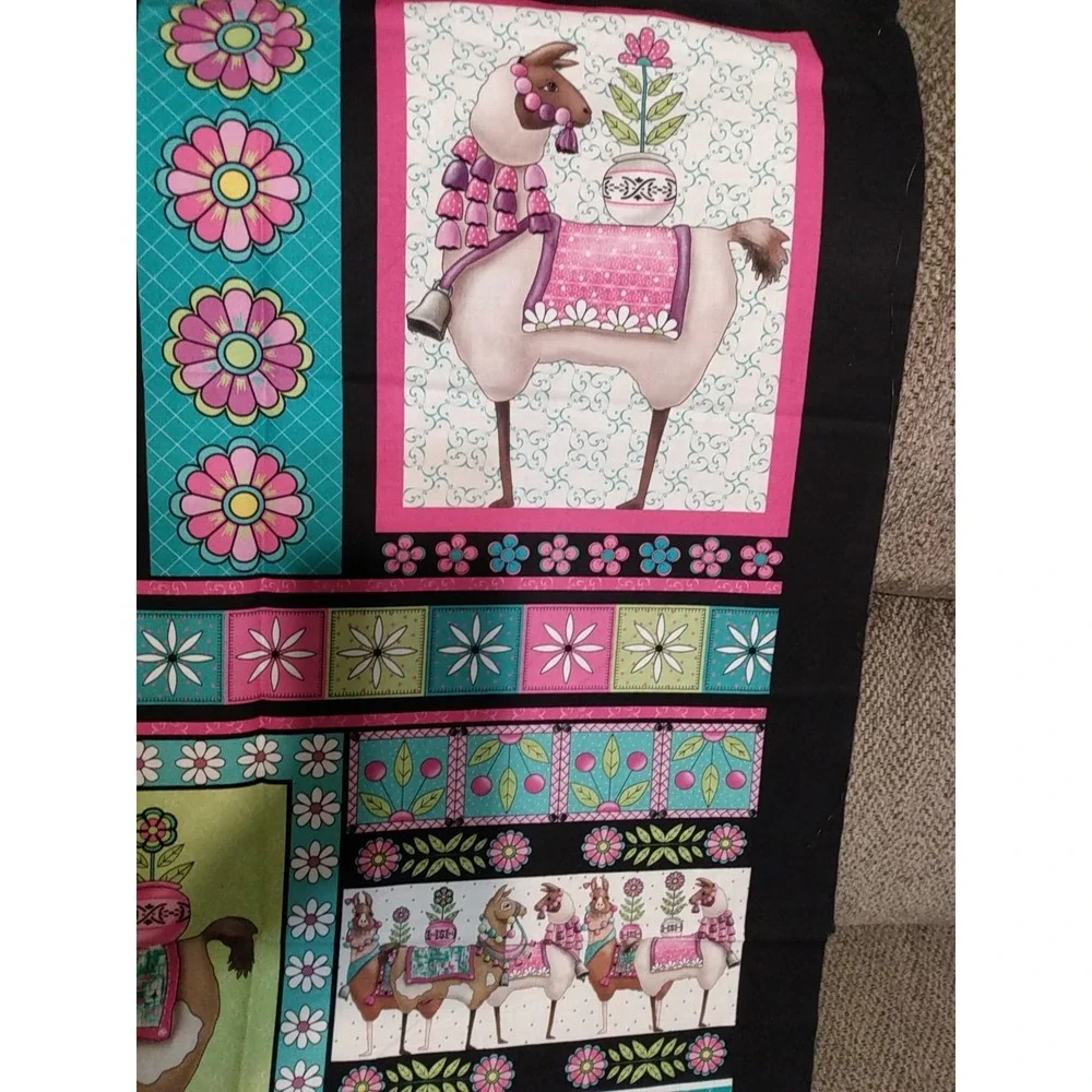 Fiesta Boho - Llama Fabric Panel Bright colors Cut n' sew Desiree's Designs